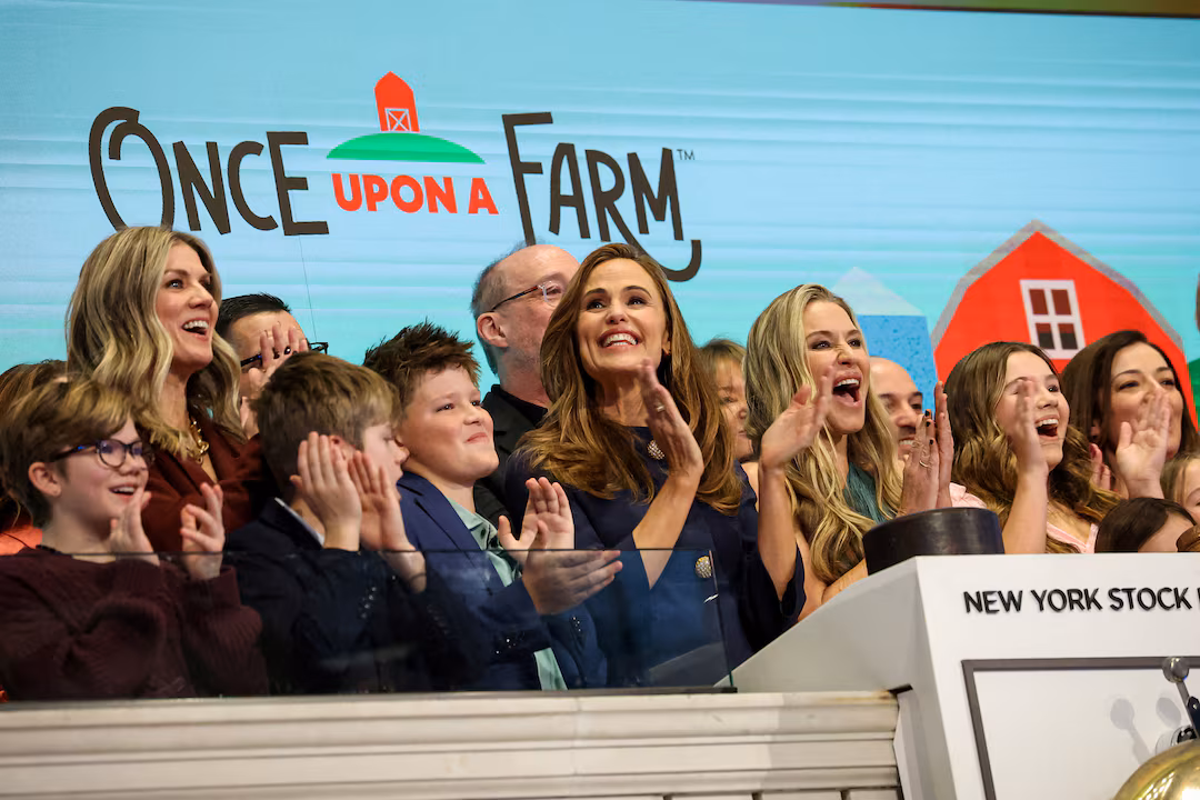 Jennifer Garner at the NYSE bell ringing for Once Upon a Farm IPO, February 2026